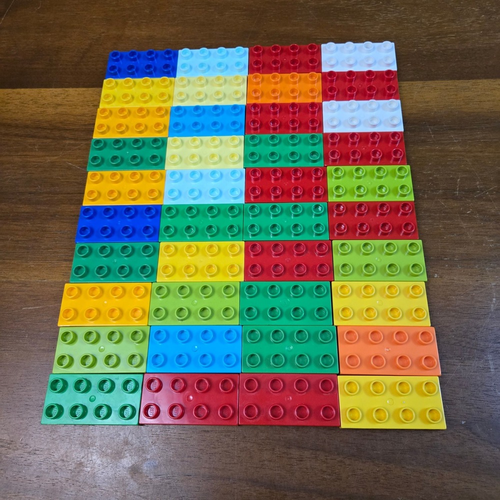 LEGO Duplo 2x4 Bricks Bulk Lot 40 Pieces Assorted Rainbow Colors Building Blocks